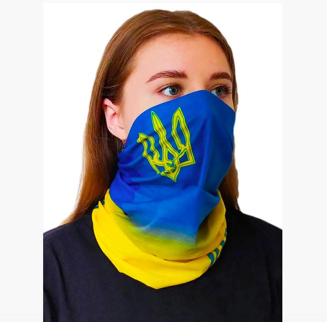 

Хит! Бафф Бандана Украина, Маска-трансформер повязка на Голову, 49х24 см, Унисекс балаклава Герб, Синий