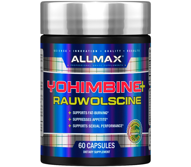 

Allmax, Yohimbine HCl+ Rauwolscine, 60 капсул, йохимбин, жиросжигатель