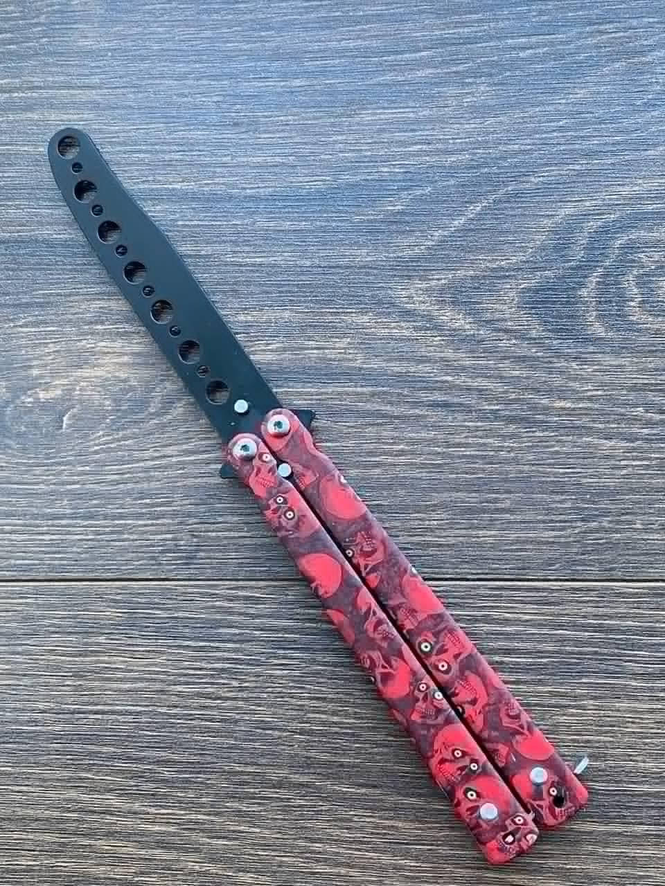 

Нож бабочка тренировочная (учебная, не острая), нож балисонг, складной нож, нож тренировочный (669D), Красный