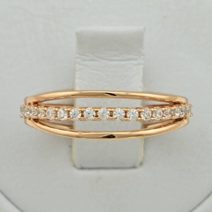 

Кольцо Xuping 15271 ширина 6 мм белые фианиты позолота 18К размер 19