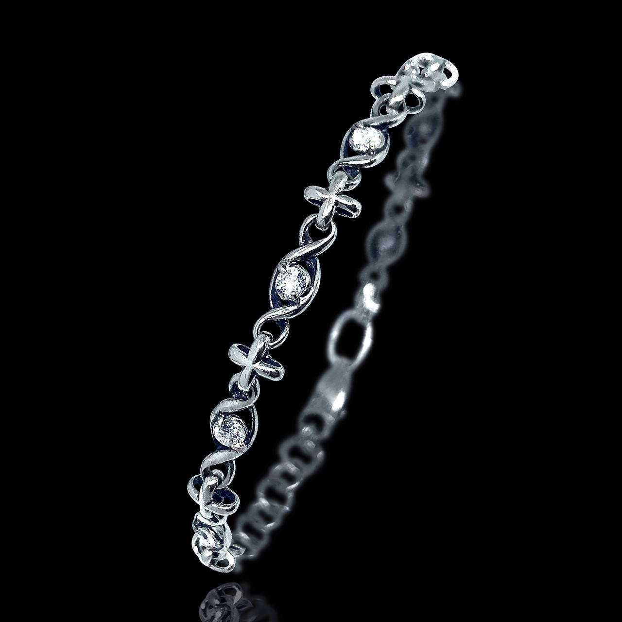 

Серебряный женский браслет с фианитами, 180мм - 230мм