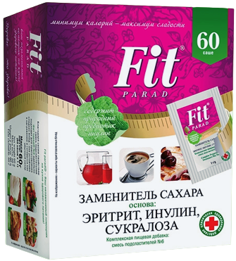 

Сахарозаменитель ФитПарад №6 (1:5) Саше 60 шт. (60 грамм)