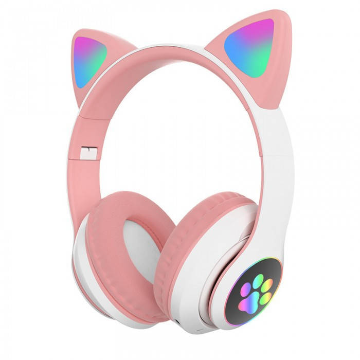 

Беспроводные наушники с кошачьими ушками и RGB подсветкой Cat VZV-23M Розовые