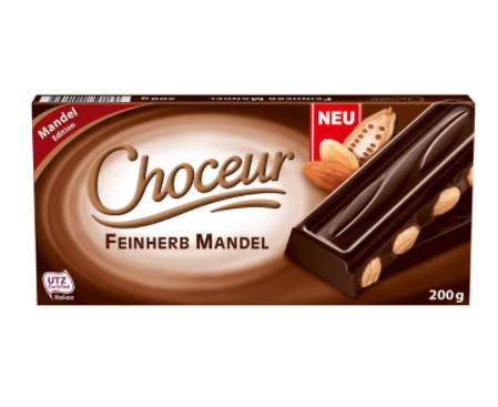 

Шоколад Черный Choceur Feinherb Mandel с Цельным Миндалем 200 г Германия