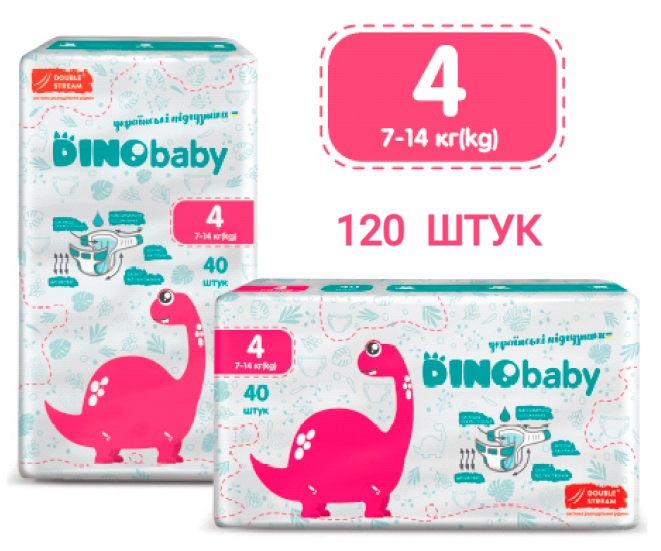 

Подгузники детские Dino Baby 4 (7-14 кг), 120 шт