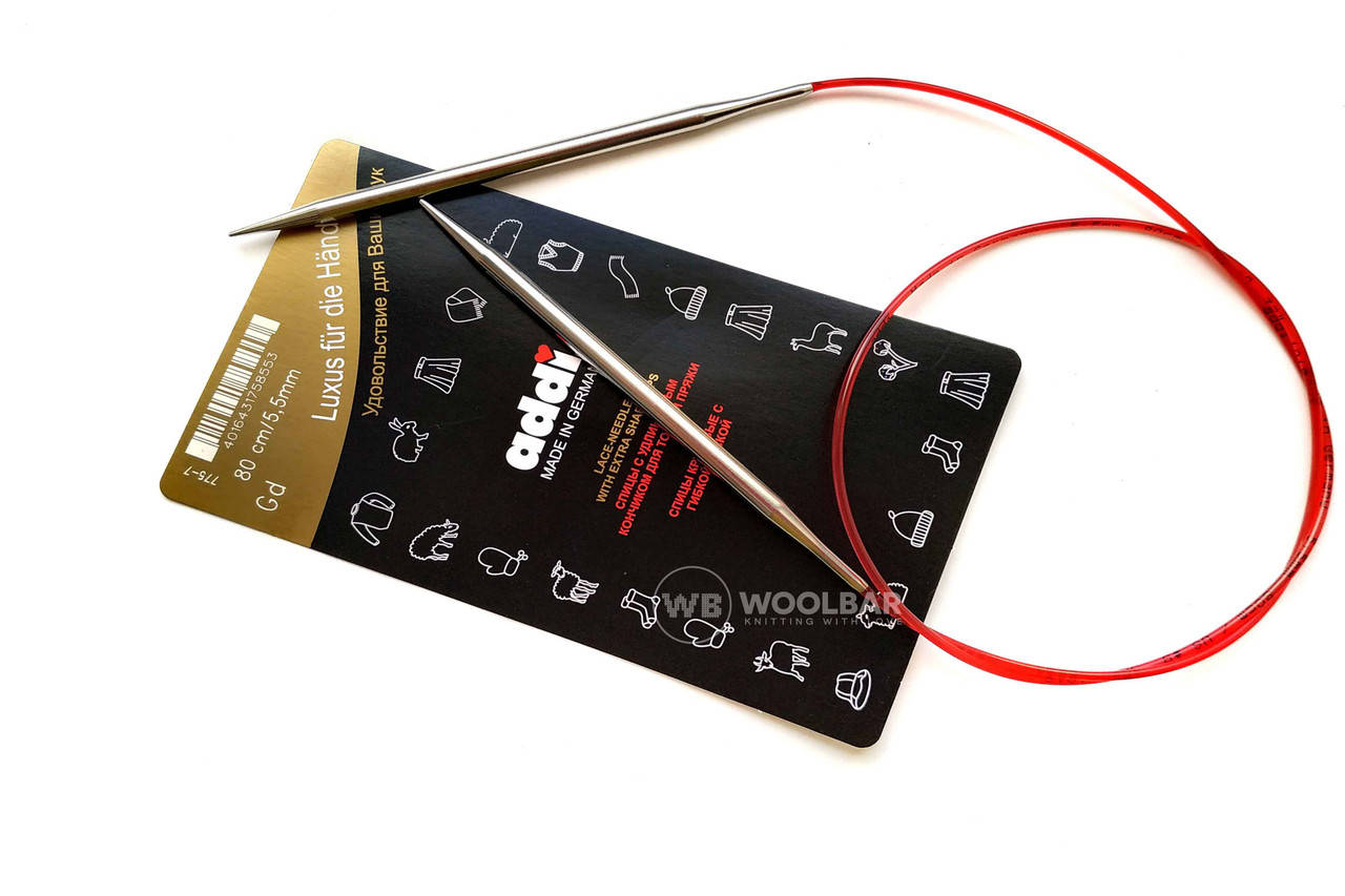 

Addi 775-7/80-5.50 Спицы с удлиненным кончиком латунные, 80 см, 5.50 мм