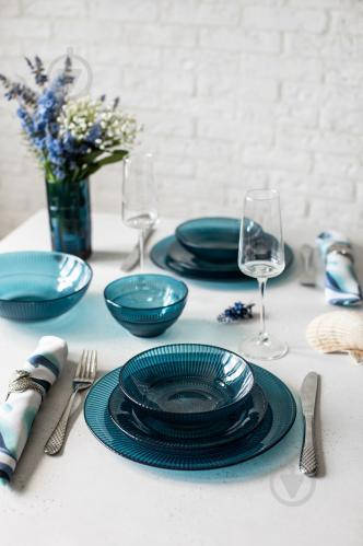 

Столовый сервиз из цветного стекла Luminarc Louis London Topaz 18 пр на 6 персон, Синий