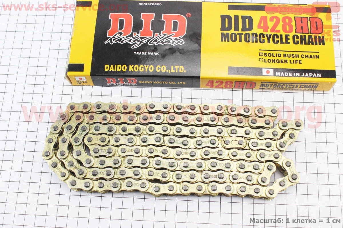 

Цепь привода колеса 428Н*136L GOLD на мотоциклы CB125-250 Viper 125J