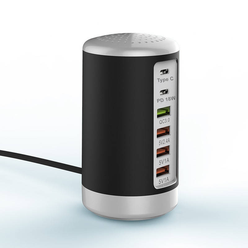 

Сетевое зарядное устройство 65W PD + QC3.0 Quick Charger USB 6 port ZX5541 Черный