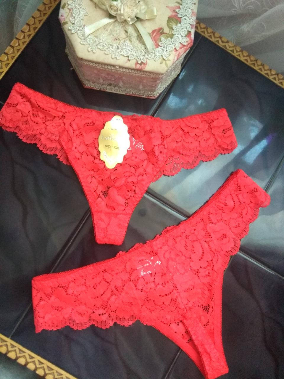 

С-м,л Кружевні трусики стрінги Lavolle червоний, Красный