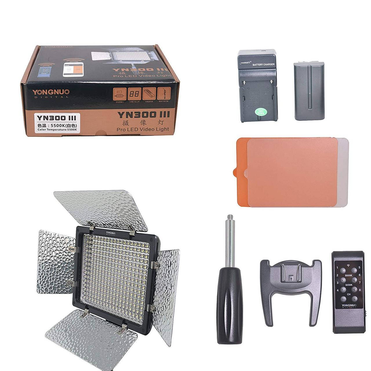 

Комплект постоянного накамерного видеосвета, Yongnuo YN-300 III (3200-5500K) Аккум. + ЗУ в комлекте