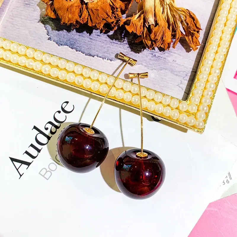 

Серьги Вишенки Бордовый