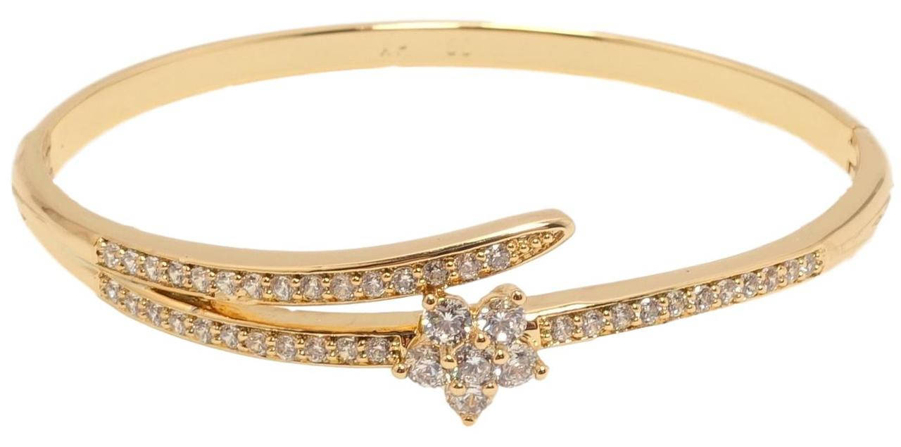 

Браслет Xuping Позолота 18K "Дорожки циркония с цветочком из кристаллов" ø 6,5см