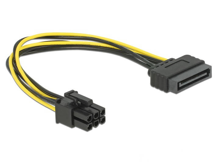 

Кабель живлення внутрішній PCIePower 6p-SATA 15p M/M Delock 0.21m(70.08.2924), Черный