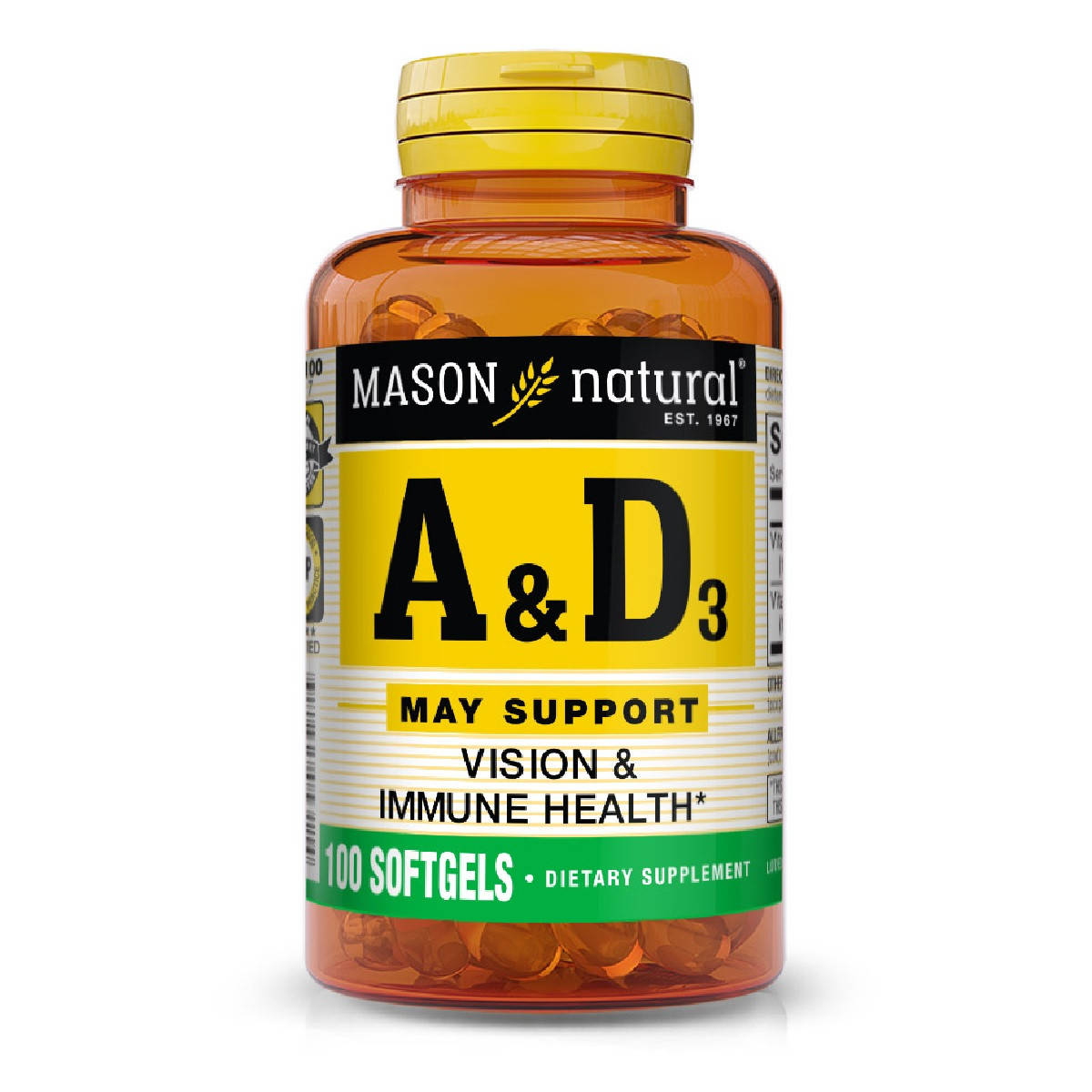 

Витамины А и D3 100 капсул Mason Natural Vitamins A & D3