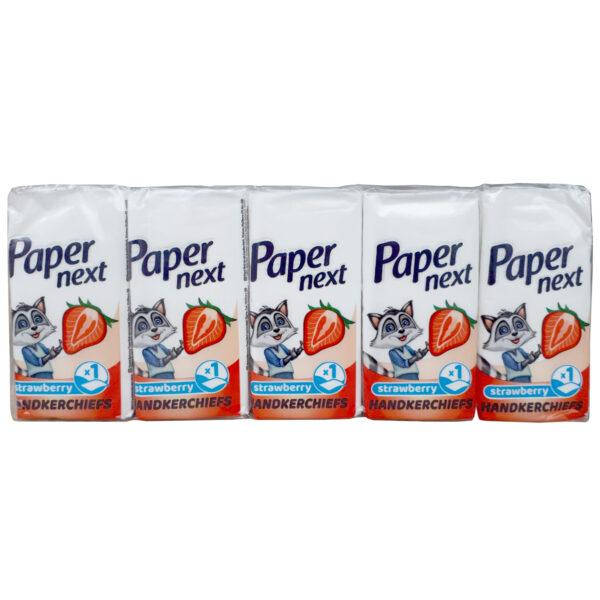 

Бумажные носовые платки Paper Next (клубника) однослойные 10×10 шт, Белый