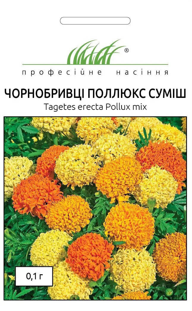 

Бархатцы прямостоячие Поллюкс, 0,1 гр — густомахровыми соцветиями, однолетнее, Оранжевый