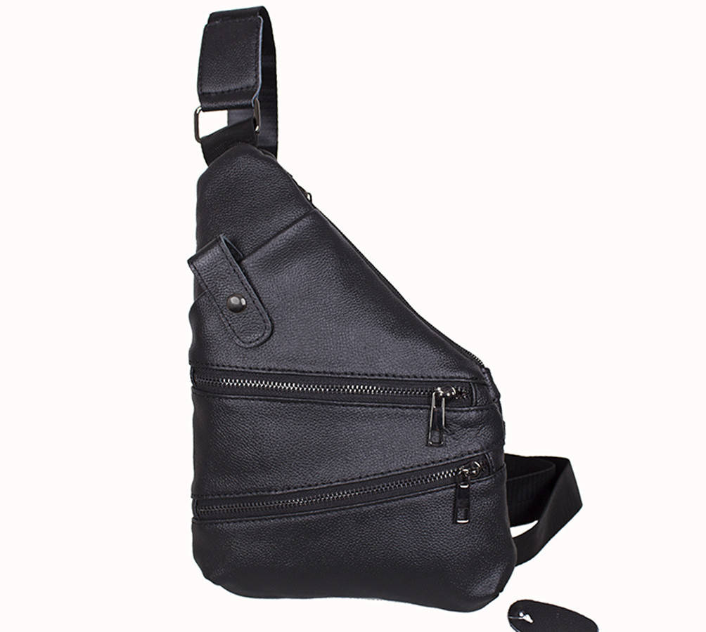 

Мужская кожаная сумка через плечо Dovhani R1901-1BLACK -111 Черная, Черный