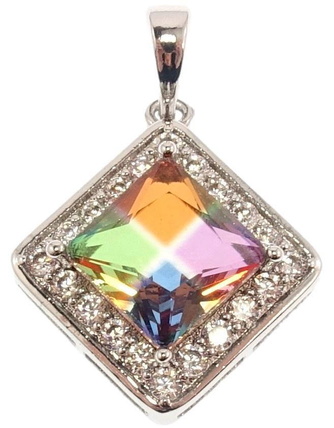 

Кулон Xuping Родий "Перевернутый квадрат вставка разноцветный кристалл окантовка цирконий"