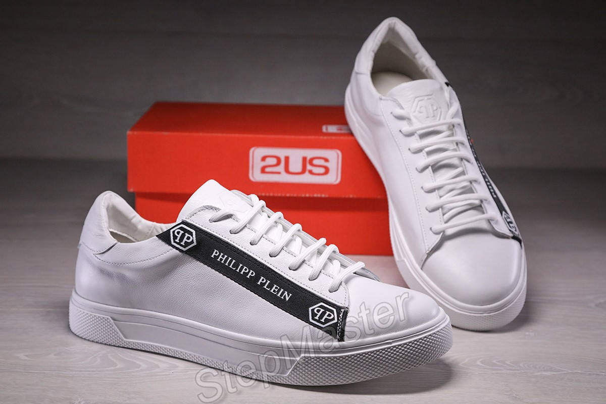 

Кожаные мужские кеды кроссовки Philipp Plein Stripe 41, Черный
