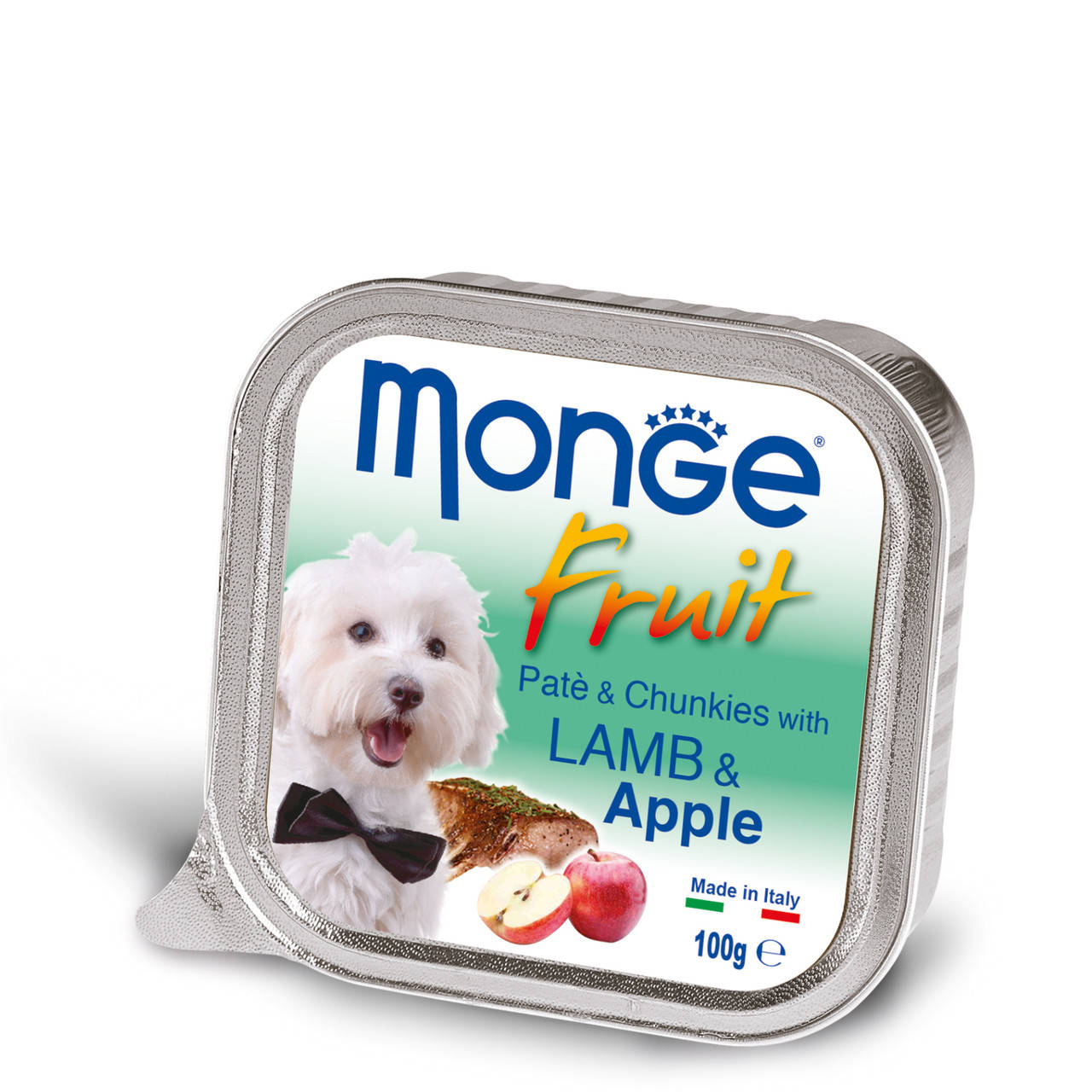 

Monge Dog FRUIT Adult Паштет с ягнёнком и яблоком для собак всех пород 100 гр