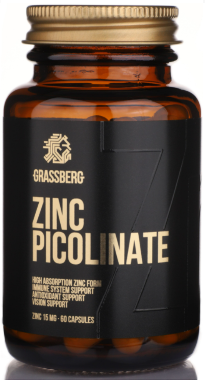 

Цинк пиколинат, Zinc Picolinate, Grassberg, 15 мг, 60 капсул (GSB-091900)