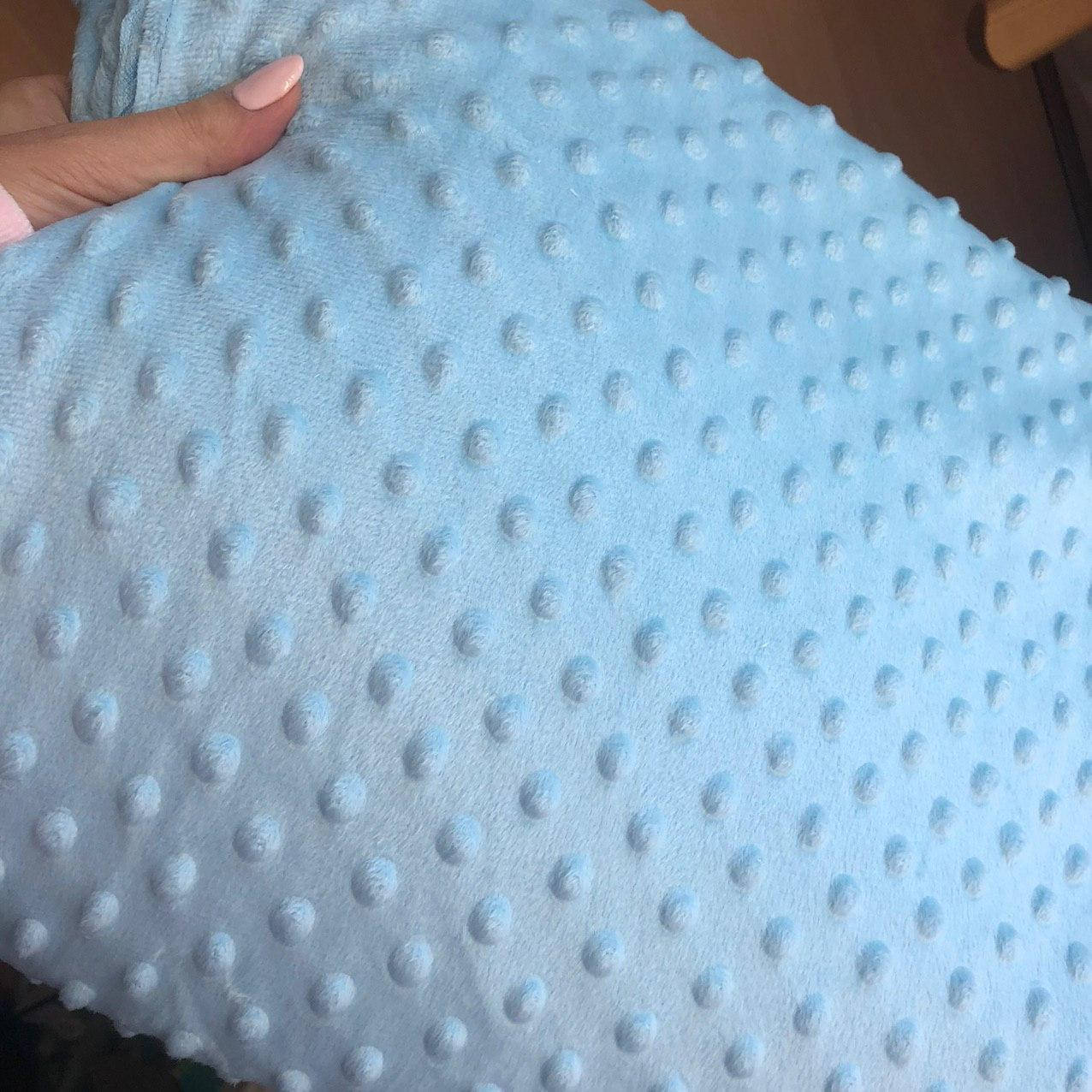 

Плюш Мінкі горошок Блакитний (Minky Dots Blue)