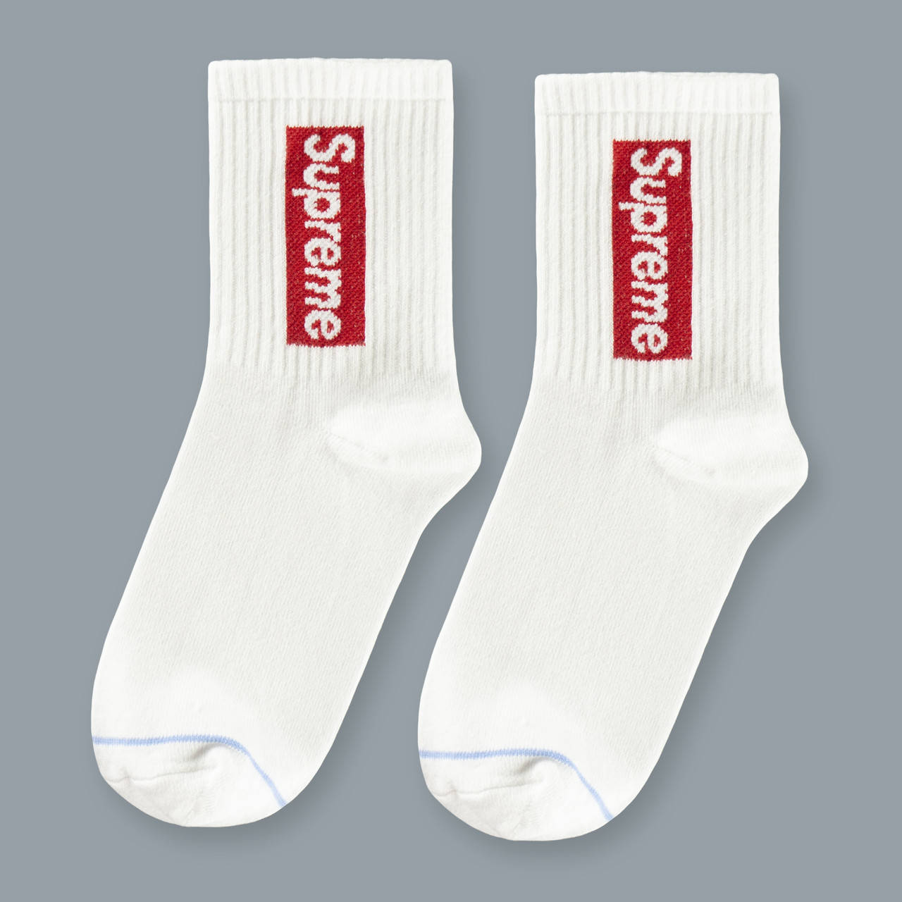 

Носки белые с принтом "Supreme", Белый