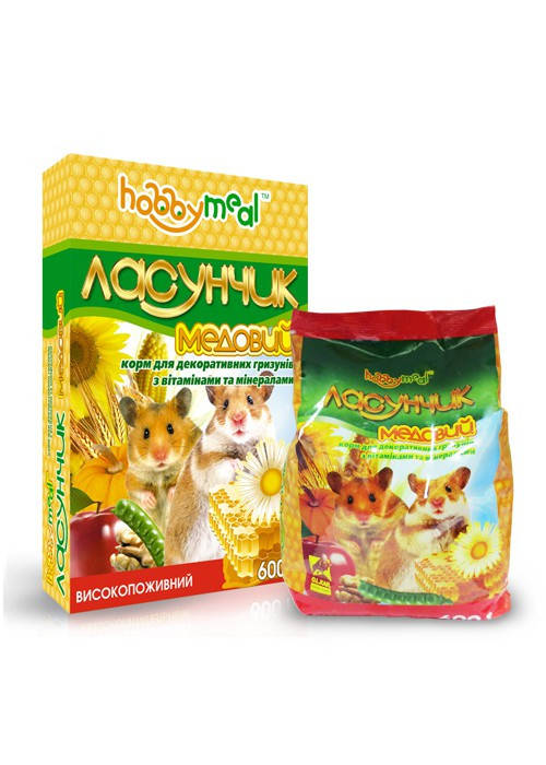 

Корм ХОББИ МИЛ «Ласунчик» Медовый для мелких и средних грызунов, 600г