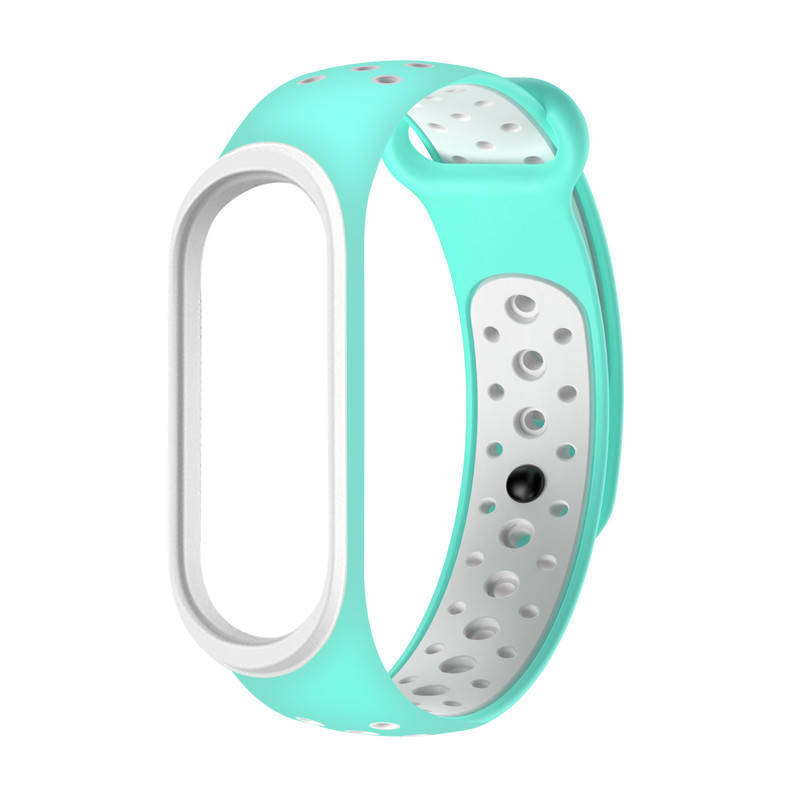 

Ремешок mi band 4 ремешок к браслету Mi Band 3 перфорированный бирюзово-белый