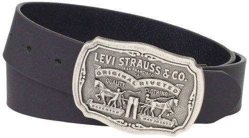 

Кожаный ремень черный для джинсов Levi's с большой пряжкой