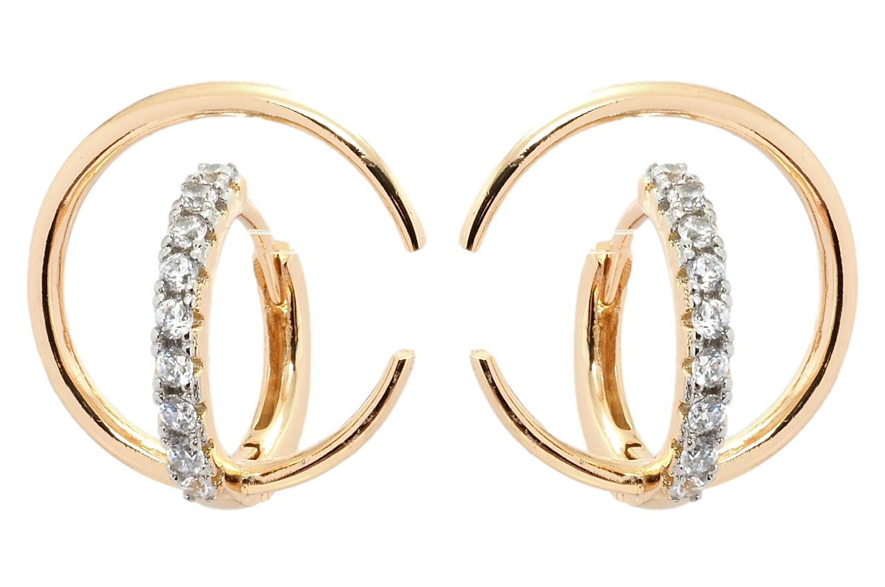 

Серьги XP Позолота 18К + Родий колечки "Кольца с цирконием"