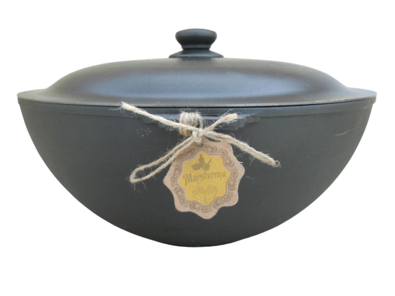 

Казан 8л WOK чугунный крышкой, Черный