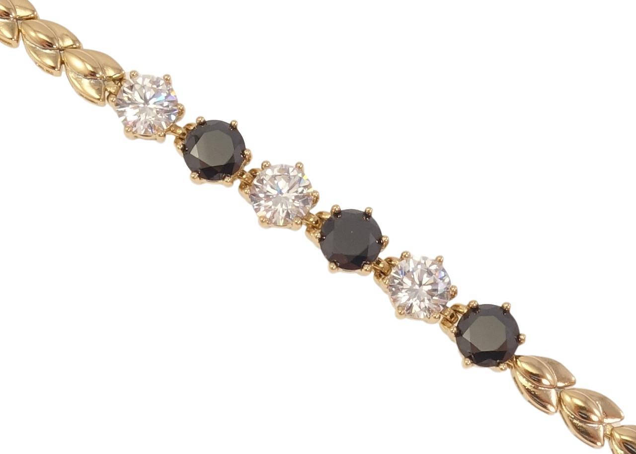 

Браслет Xuping Позолота 18K "Дорожка черно-белых кристаллов" длина с доп.замком 17,19см х 5мм