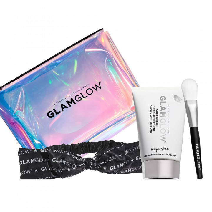 

Очищающая маска для лица Glamglow Supermud 100г + косметичка + кисть + повязка для волос