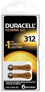 

Батарейка для слуховых аппаратов Duracell ZA312, PR41, 1.45V