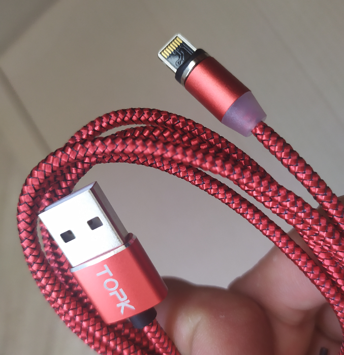 

Магнитный кабель зарядка Tork с коннектором Iphone Apple Lightning светодиодный индикатор 2.1 A качество, Серый