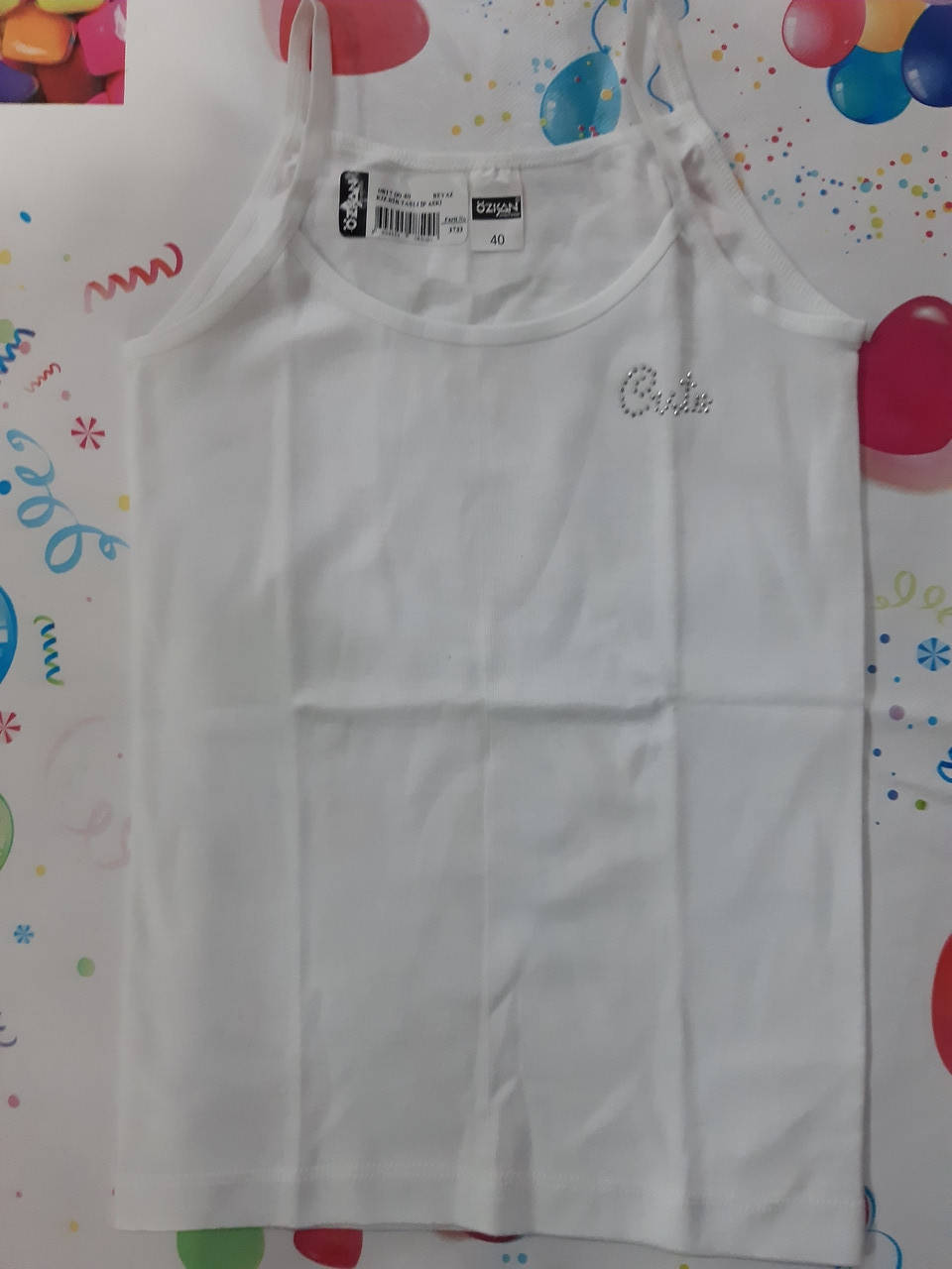 

Майка для девочки детская хлопковая на брительках белая, 3-10 лет.. 36, Белый