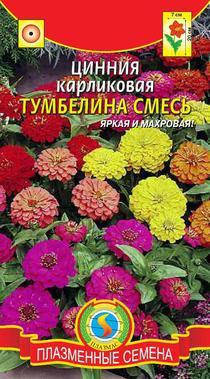 

Семена циннии Тумбелина карликовая смесь (Плазмас), Разные цвета