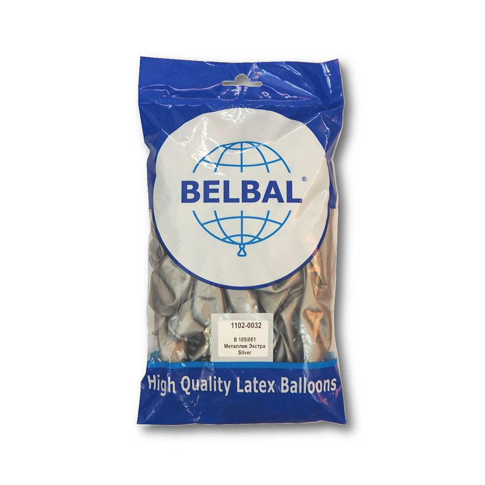 

Воздушные шары Belbal металлик 12"(30 см) серебро 50 шт, Серебристый