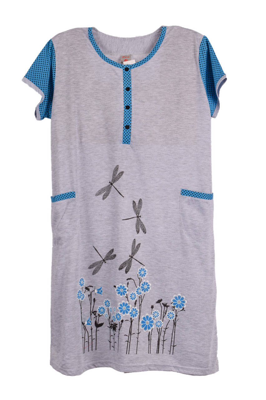 

Платье домашнее Collection D91-4 летнее с карманами Размер 4XL 50-52