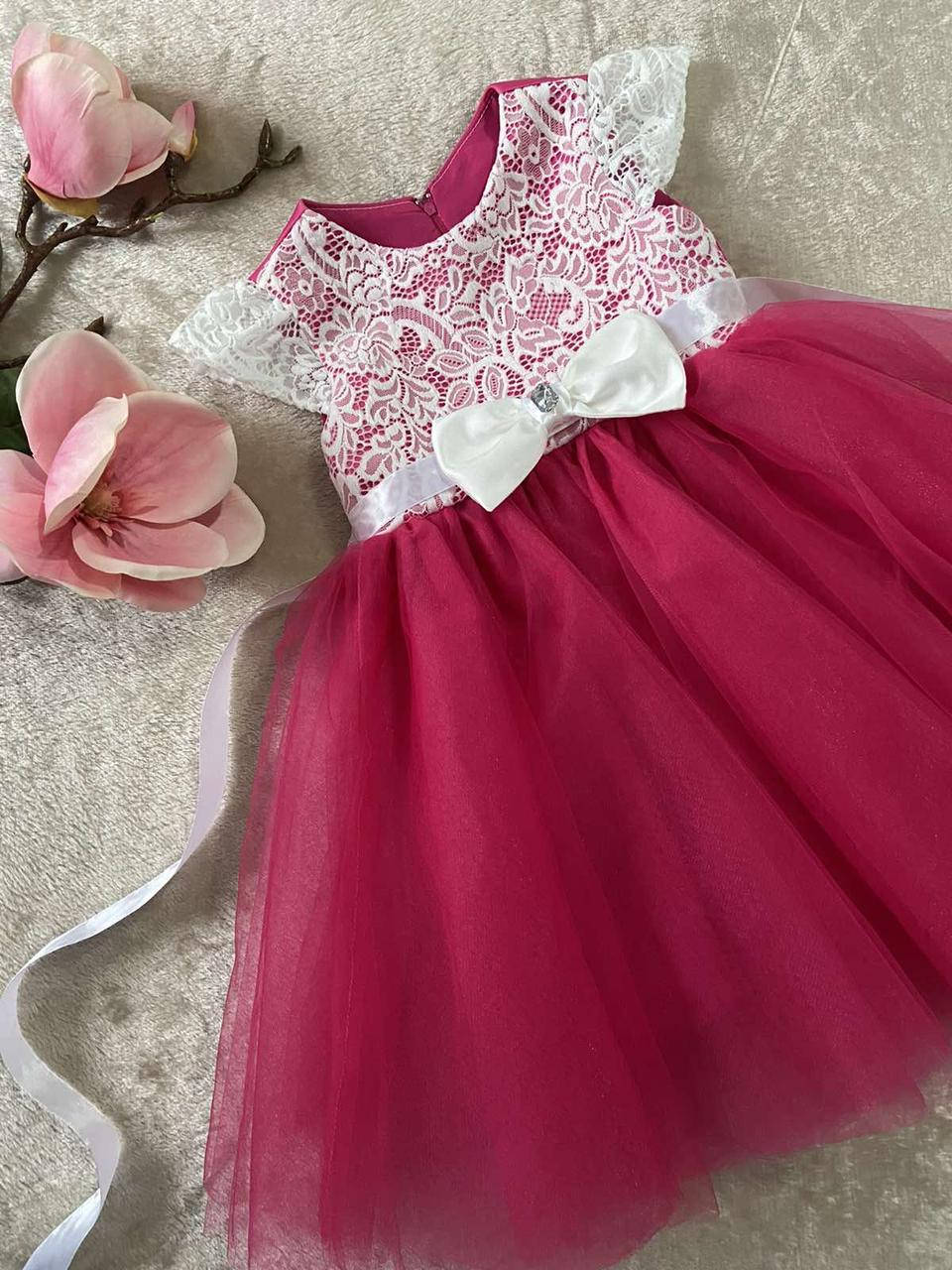 

Детское нарядное платье на 2-4 годика, Малиновый