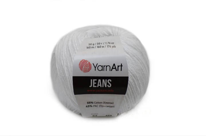 

YarnArt Jeans, Супер белый №62