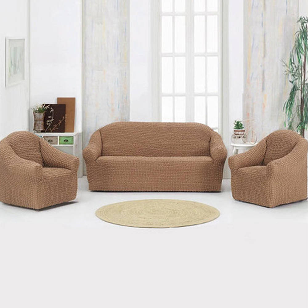 

Натяжной чехол покрывало-накидка 190х90 см на диван / Накидка для дивана Коричневый