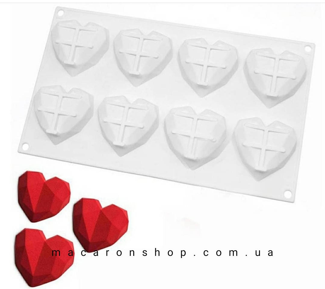 

Форма силиконовая для муссовых десертов Сердце граненое Amore Origami на 8шт