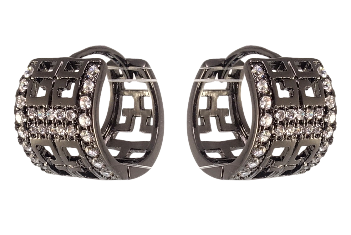 

Серьги Xuping Позолота Black (черное золото) колечки "Инкрустация цирконий"