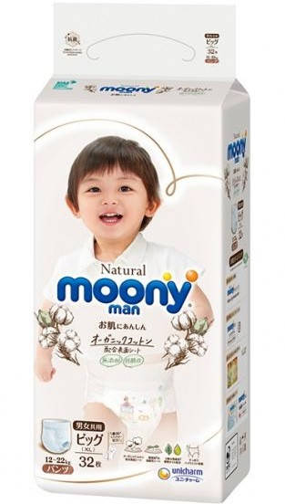 

Moony Трусики-подгузники Natural Big (12-22кг) 32шт внутренний рынок Японии