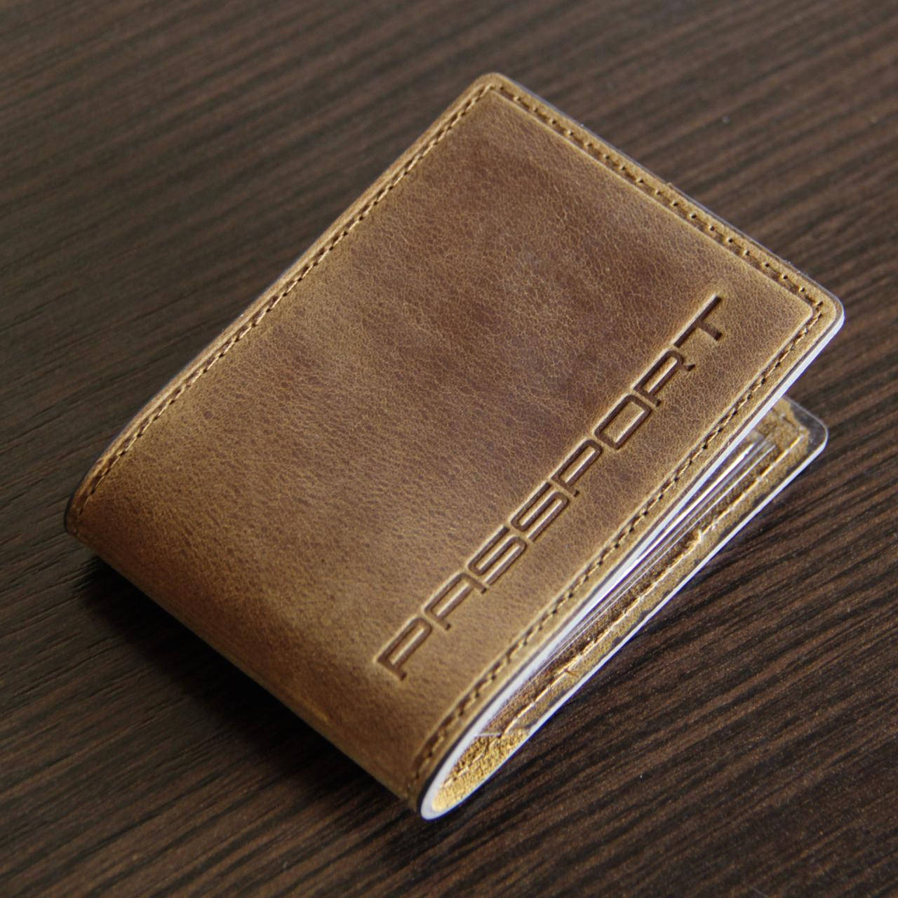 

Кожаная обложка для ID паспорта Passport PJ песочная, Песочный