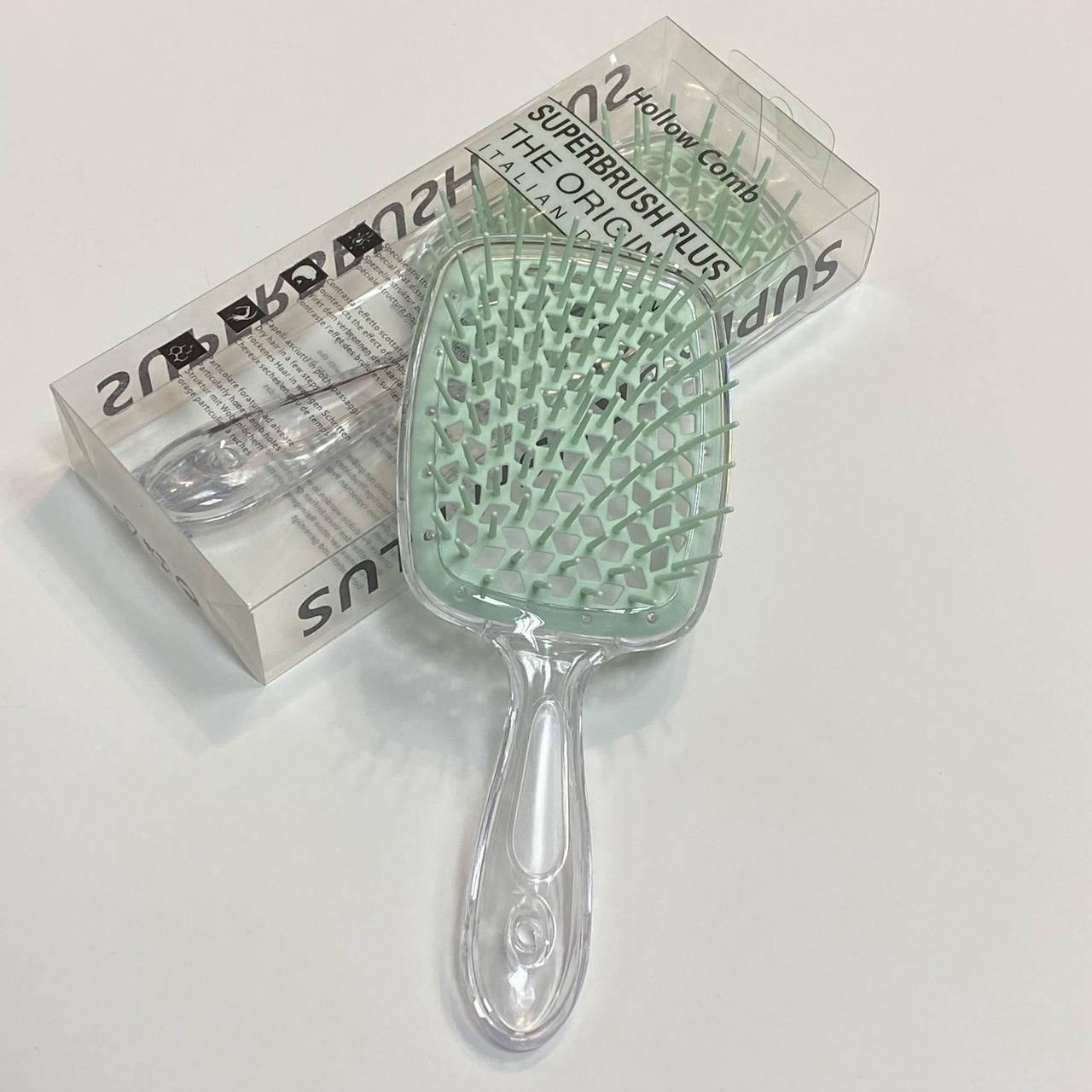 

Расческа для волос Superbrush Plus Hollow Comb, прозрачный/мятный, Бирюзовый
