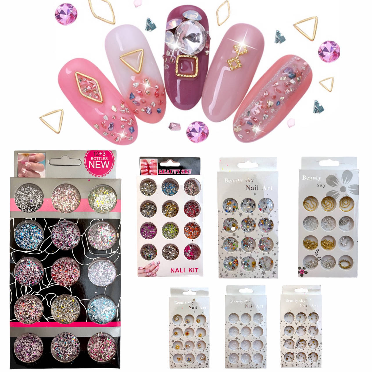 

Набор декор-украшения для дизайна ногтей Beauty Sky Nail Art, 12 шт./уп., Разные цвета
